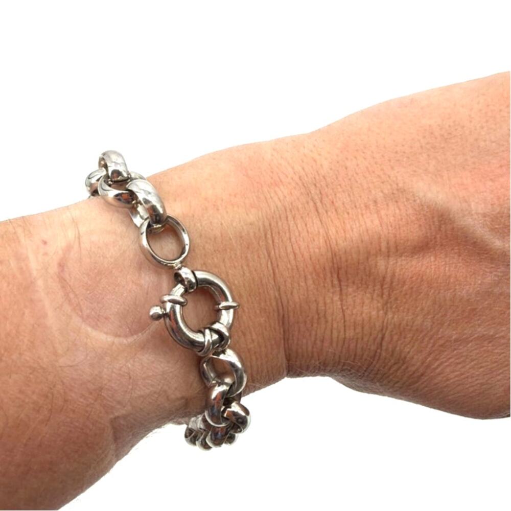 Edforce Y2K Stainless Steel Link Chunky Chain Bracelt 9" Silver McBling Modern